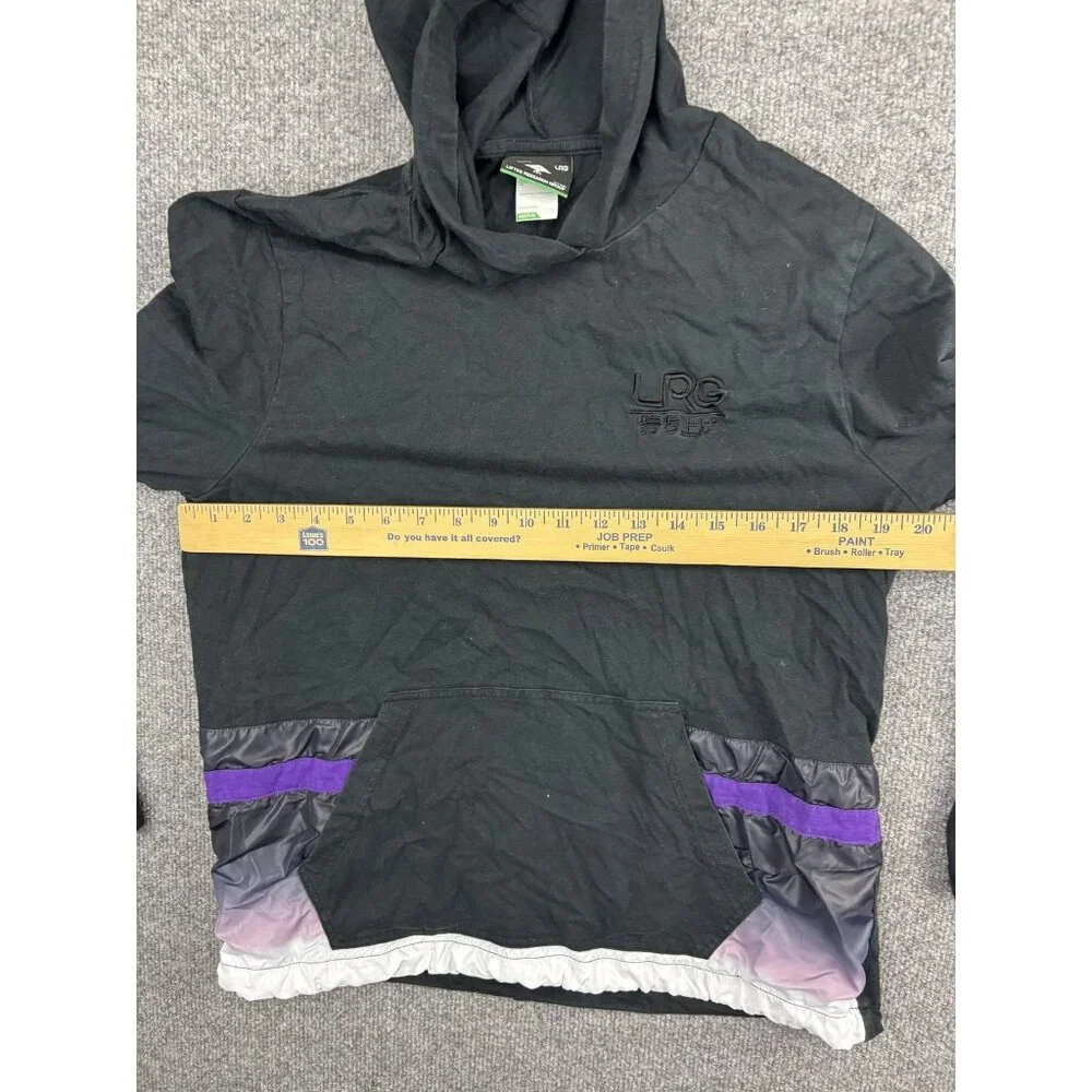 LRG Pullover Hoodie Mens Medium‎ Black Purple Windbreaker Accent Streetwear